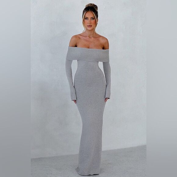 NWT Babyboo Beverley Knit Maxi Light Grey Dress Marl Sweater  Size XS - Picture 11 of 14